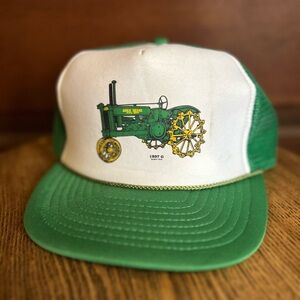 Vintage 1980s John Deere Green and White Cap/Hat RARE